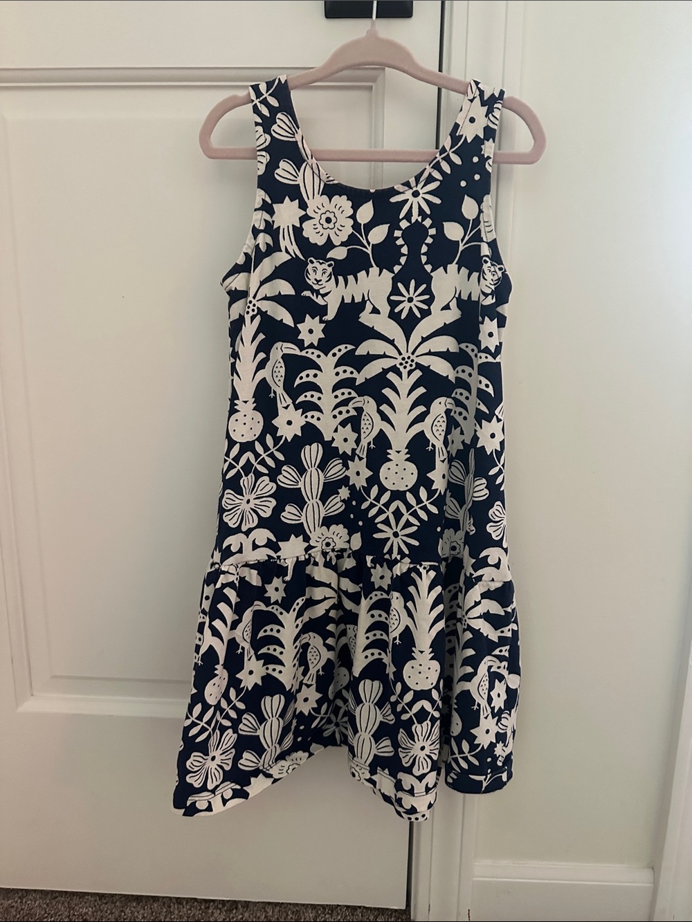Mini Boden Navy and White Floral Tank Dress
